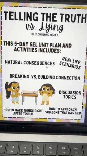 Telling the Truth vs. Lying | Week-long Unit Guide and Activities | SEL