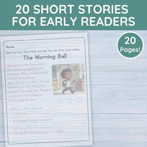 Back to School No-Prep Reading Comprehension Worksheets SEL Stories ...