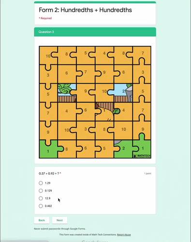 Adding & Subtracting Decimals Fluency Digital Math Coloring Google Forms