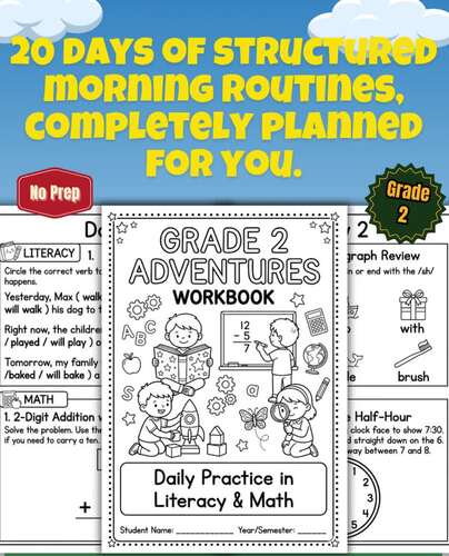 2nd Grade Morning Work November | Daily ELA Math Spiral Review No Prep