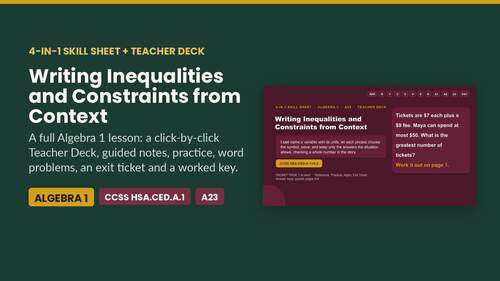 Inequality Word Problems | Writing Inequalities from Context | Algebra ...