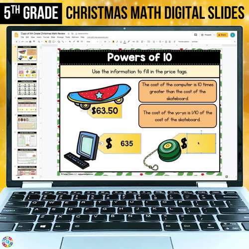 Christmas Math Worksheet Slides 5th Grade December Math Review Fun ...