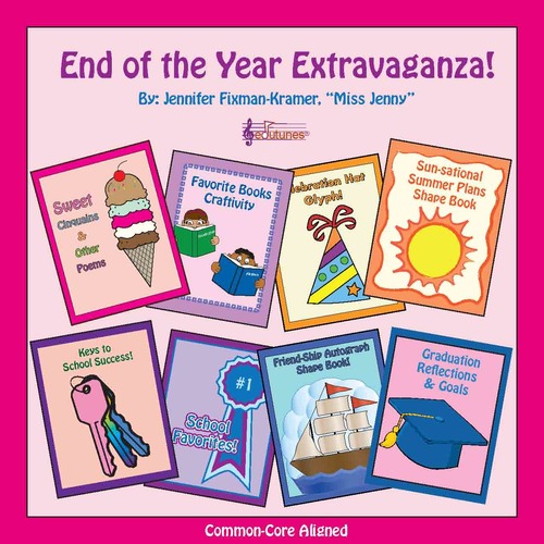 Preview of End of the Year Memory Book | 9 Writing Crafts | Songs | Summer Task Cards