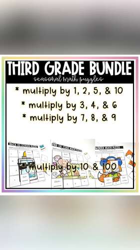 Spring Math Multiplication Puzzles for 3rd Grade