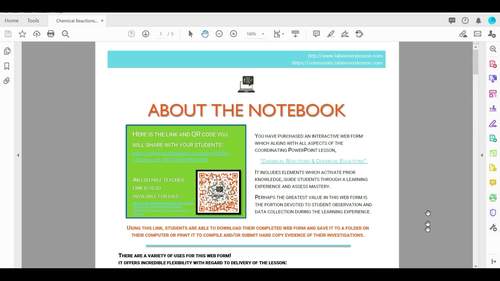 Digital Interactive Notebook for Learning Chemical Reactions Chemical ...