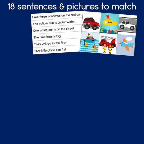 Transportation Sentence Picture Match Reading Comprehension and