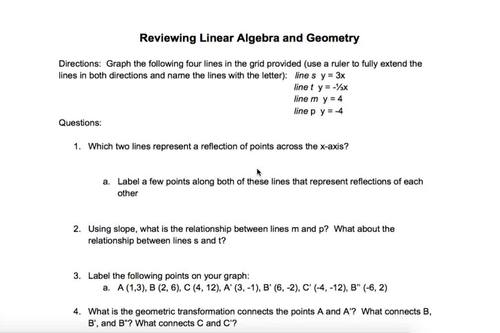 Reviewing Linear Algebra and Geometry by Student Centered Mathematics