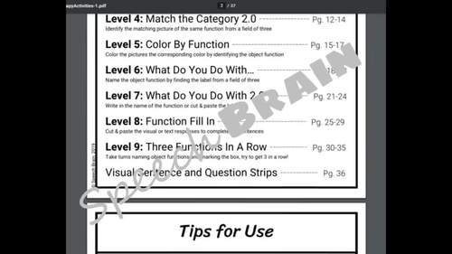 Object Functions Vocabulary Worksheets for Speech Therapy by Speech Brain