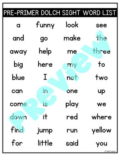 Preschool Dolch High Frequency Sight Words | Read and Write Practice ...
