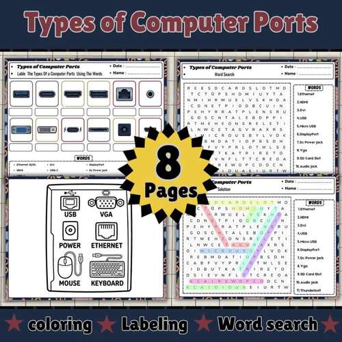 Types of Computer Ports Worksheets | Technology & Computer Skills