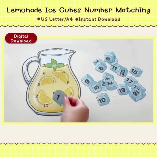 Lemonade Number Matching & Counting Activity | Summer Math Printable