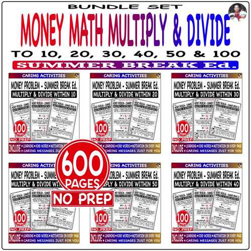 1 Step Multiply &amp; Division to10 - 100 Money word problem Bundle set ...
