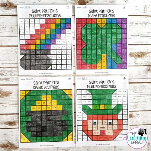 St. Patrick's Day Math Activities Mystery Picture Pixel Art BUNDLE ...