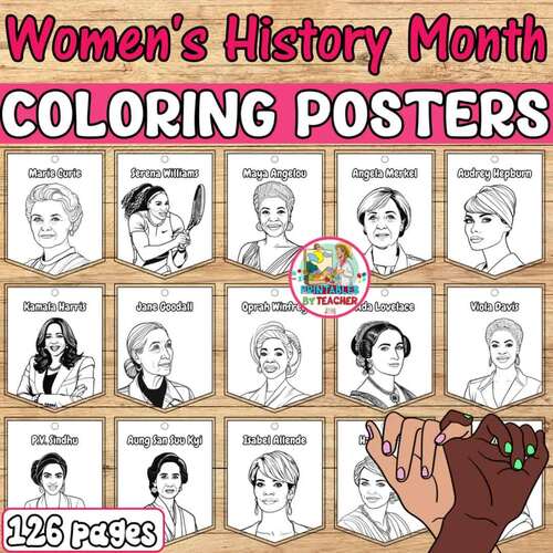 women's history month Bulletin board | 50 Inspiring coloring biography ...