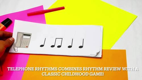 Telephone Rhythms Game | Quarter Rest (Ta Rest) | Rhythm Review | TPT