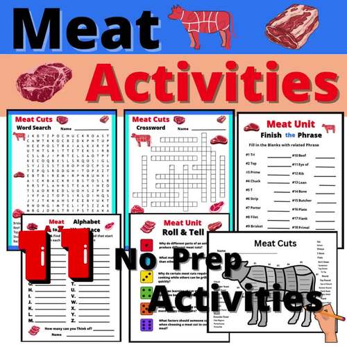 Meat Activities Packet Beef Lessons Kitchen Cooking Study Culinary Arts ...