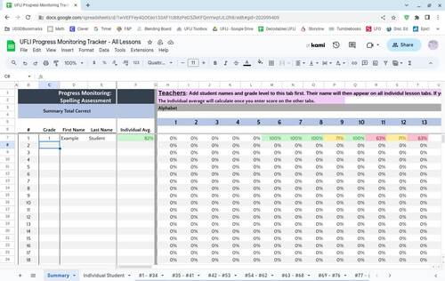 UFLI Progress Monitoring Tracker Lessons #107 - #110