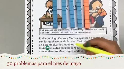 2nd Grade Math Word Problems for May in Spanish CCSS 2.OA.1 | TPT