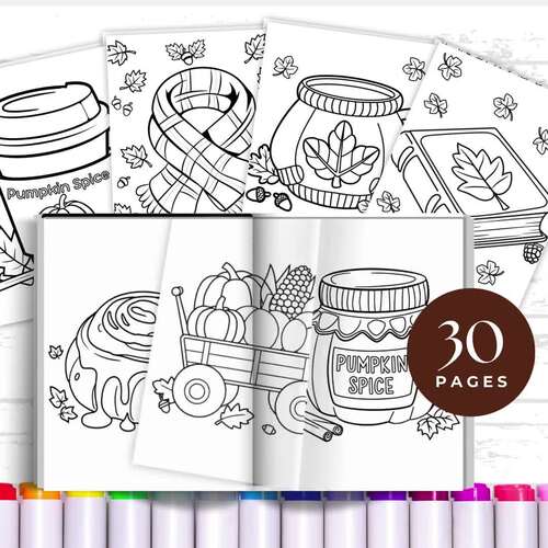 Autumn Fall Coloring Pages, Coloring Sheets (Pumpkin, Leaves, Apples, Farm)