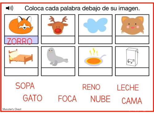 Silabas abiertas o directas Imprimir y Boom Cards Word Work in Spanish