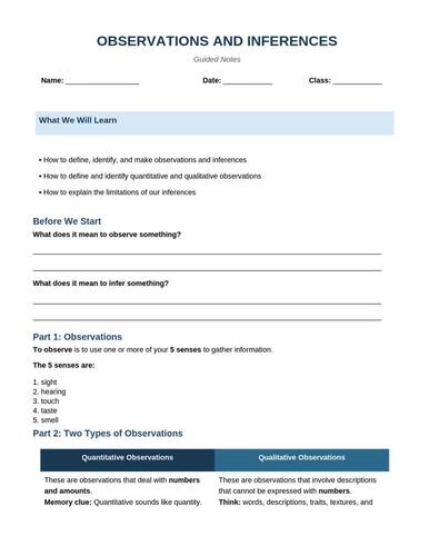 Observation and Inference Lesson Bundle for Middle and High School Science
