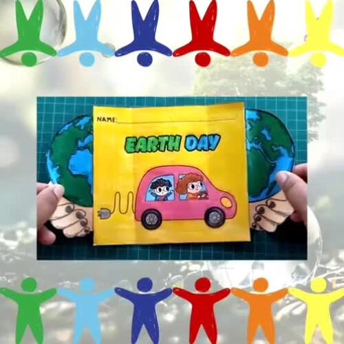 Earth Day Craft Booklet with Flaps Writing Activity kindergarten to Grade 4