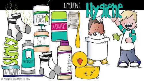 Hygiene clip art, dental, health COLORED Version by Melonheadz Clipart