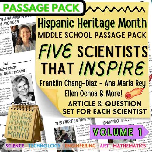 Hispanic Heritage Month Vol 1 Middle School Science 5 Scientists ...