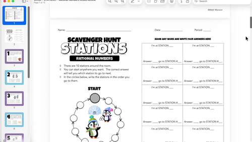 Winter Math Centers Rational Numbers Word Problems Comparing Ordering ...
