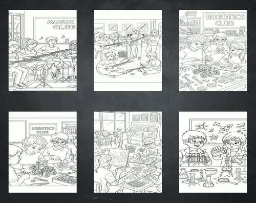 School Clubs & Extracurriculars Coloring Pages | After School Activity Fun