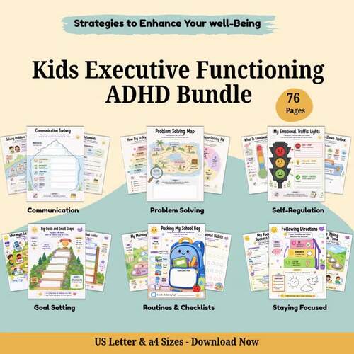 Executive Functioning ADHD Worksheet Bundle. Impulse Control. Visual Aids