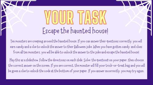 Halloween Crack the Code EDITABLE Design Your Own Game Digital Resource