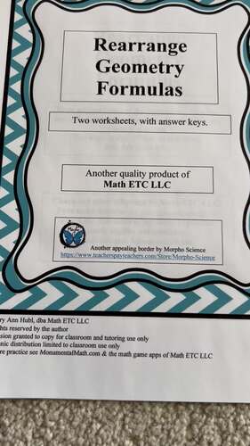 Rearrange Geometry Formulas