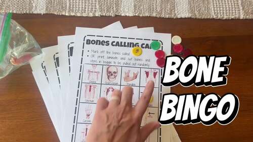Bone Bingo | Skeletal System Game with 15 Unique Cards + Calling Sheet ...