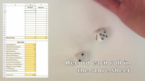 Excel Formula Practice: Simple Game with an Overcomplicated Score Card