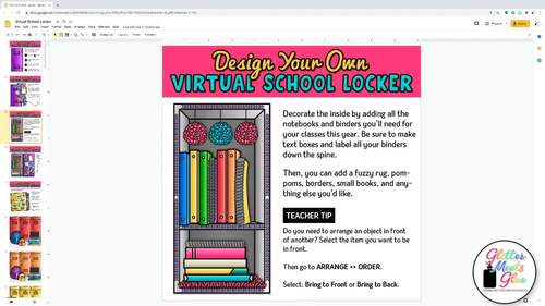 Virtual Locker Template: Middle School Ice Breaker Activity Digital