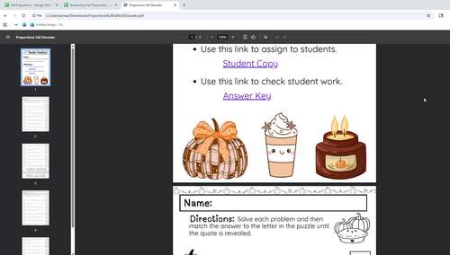 Fall Decoder Puzzle: Solving Proportion Word Problems (Print & Digital)