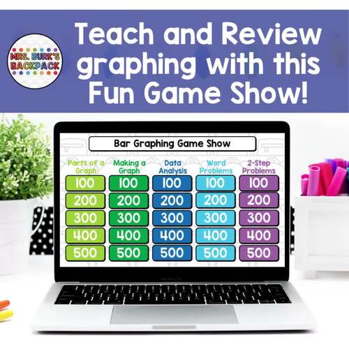 Bar Graphing & Data Analysis Review Game Show - Math PowerPoint Activity
