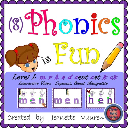 Preview of (2B) PHONICS IS FUN: VIDEO: m r h e d (c)ent (c)at ck k: DISTANCE LEARNING