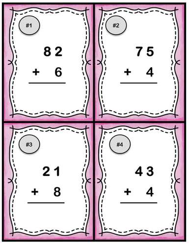 Addition Task Cards: Double-digit by Single-digit