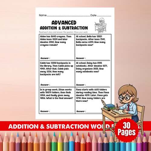 5th Grade Advanced Addition & Subtraction Word Problems | Back to ...