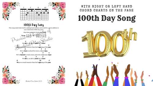 Ukulele (Right Hand) 100th day song or chant with right hand chord charts