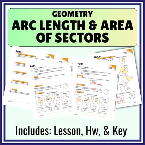Arc Length & Area of Sectors Guided Notes & Worksheets | 9th-11th Grade ...