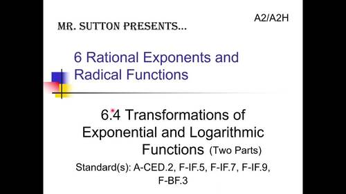 Transformations of Exponential and Logarithmic Functions by Mr Sutton ...