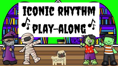 Preview of Iconic Rhythm Halloween Costumes Play Along, Music Flash Cards, Steady Beat
