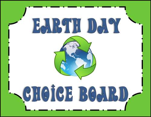 Earth Day Activity Choice Board by Cindy's Treasures | TPT