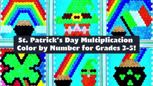 Spring Multiplication Color by Number St Patricks March Math Coloring Leprechaun