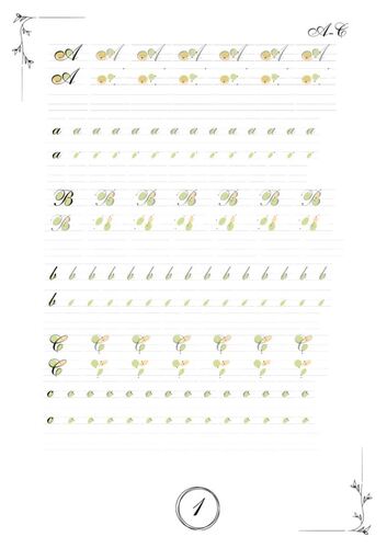 Modern Copperplate Script Worksheet Printable, Guide for Beginner