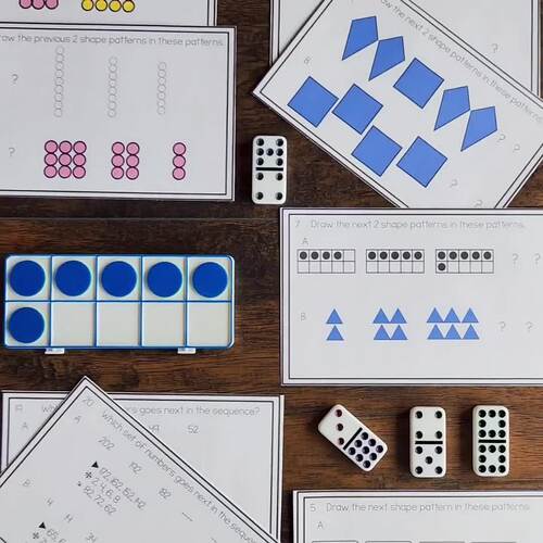 Number Patterns Task Cards | Pattern Rules & Sequences Math Activity