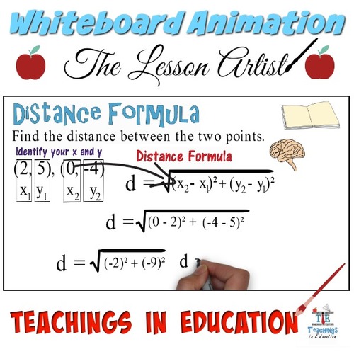 Preview of Distance Formula (Two points): Whiteboard Animation